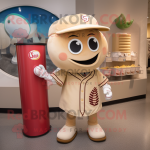 Tan Radish mascot costume character dressed with a Baseball Tee and Coin purses