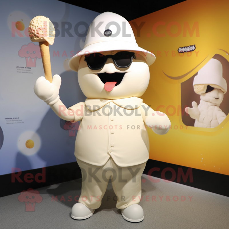 Cream Ice mascot costume character dressed with a Shorts and Hats