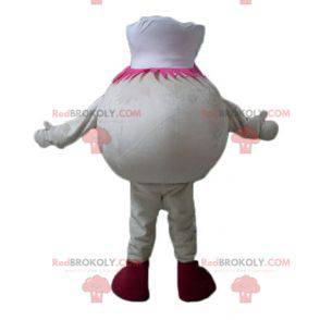 Mascota de muñeco de nieve de bola de helado beige con gorro de