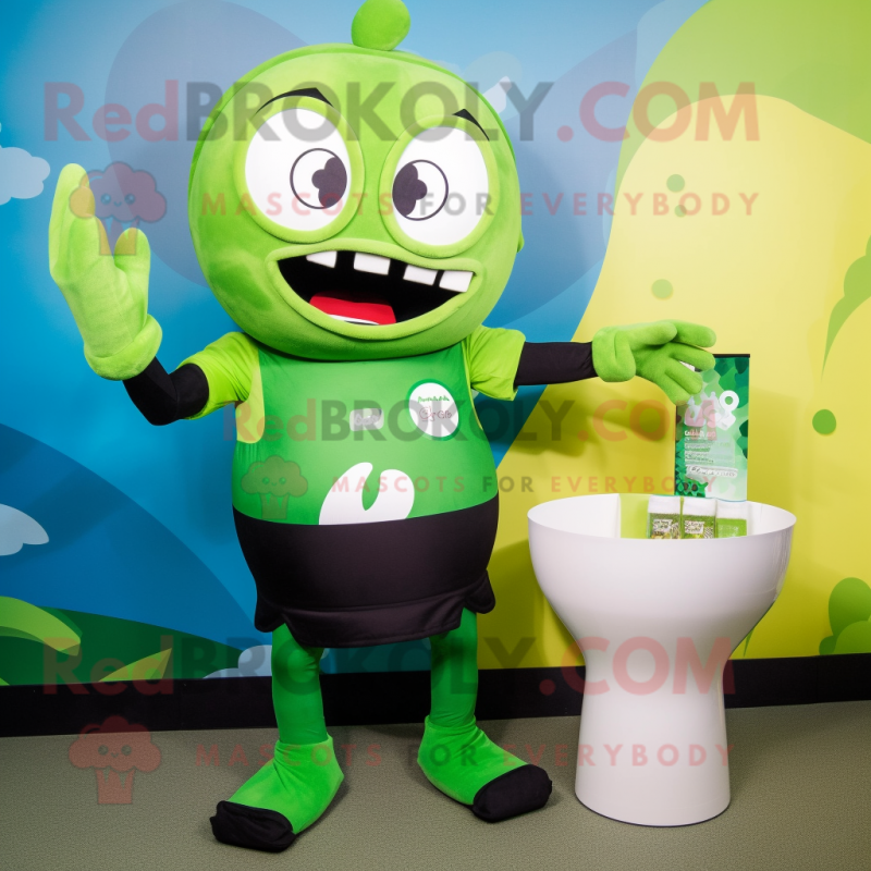 Green Miso Soup mascot costume character dressed with a Swimwear and Gloves Green Miso Soup mascot costume character dressed with a Swimwear and Gloves
