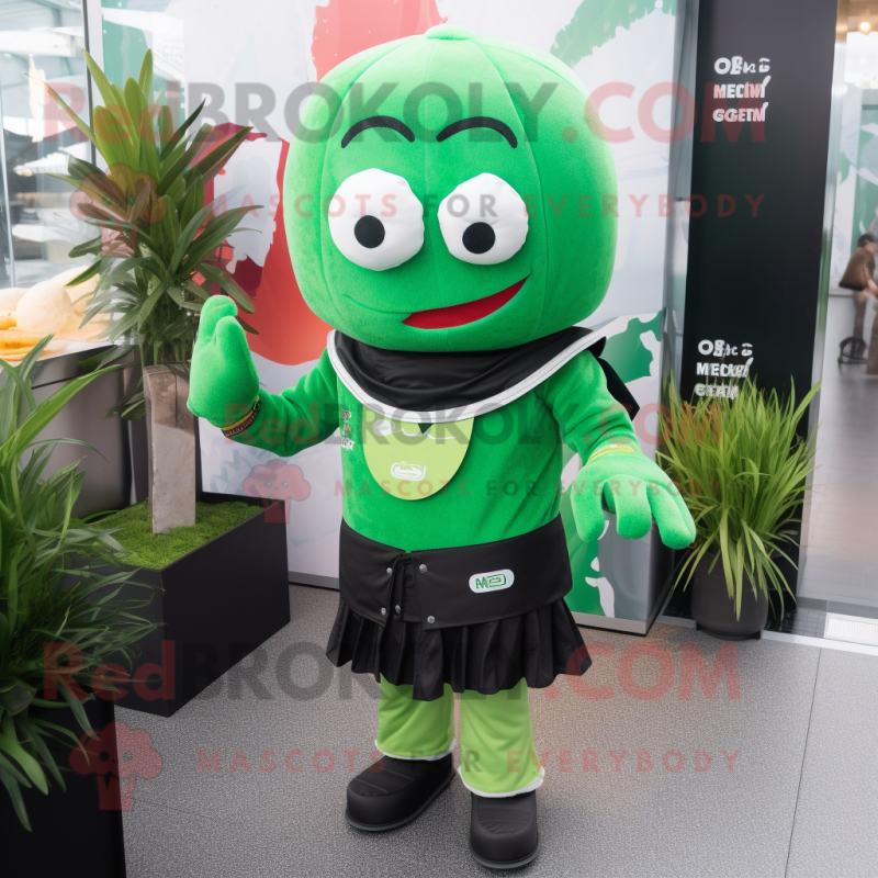 Green Miso Soup mascot costume character dressed with a Swimwear and Gloves Green Miso Soup mascot costume character dressed with a Swimwear and Gloves