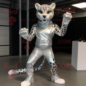 Sølv Jaguar maskot kostume...