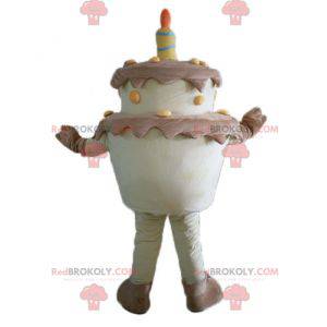 Giant brown and yellow birthday cake mascot - Redbrokoly.com