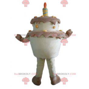 Mascota gigante de pastel de cumpleaños marrón y amarillo -