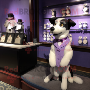 Lavender Dog mascot costume character dressed with a Tuxedo and Keychains