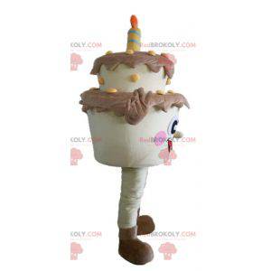 Giant brown and yellow birthday cake mascot - Redbrokoly.com