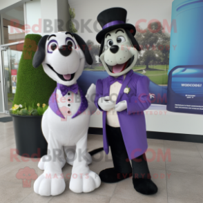 Lavender Dog mascot costume character dressed with a Tuxedo and Keychains