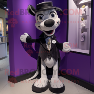 Lavender Dog mascot costume character dressed with a Tuxedo and Keychains