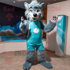 Cyan Say Wolf maskot...