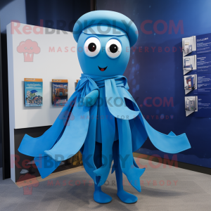 Blue Squid mascotte kostuum...