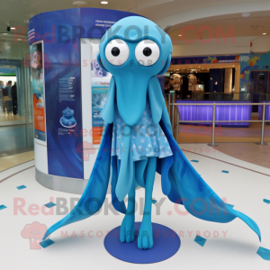 Blue Squid maskot drakt...