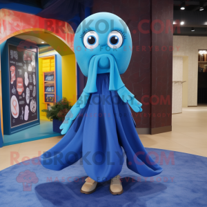 Blue Squid maskot kostume...