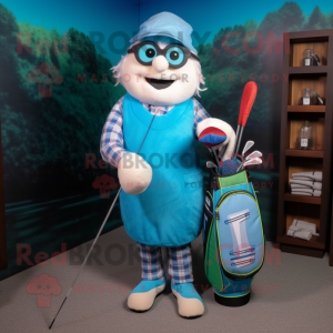 Cyaan golftas mascotte...