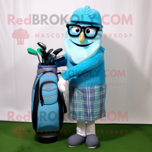 Cyan Golf Bag maskot kostym...