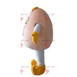 Mascote de ovo gigante muito sorridente e jovial -