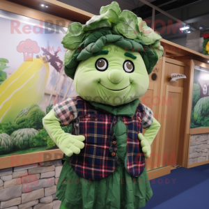 nan Cabbage mascot costume character dressed with a Flannel Shirt and Earrings