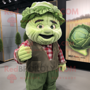 nan Cabbage mascot costume character dressed with a Flannel Shirt and Earrings