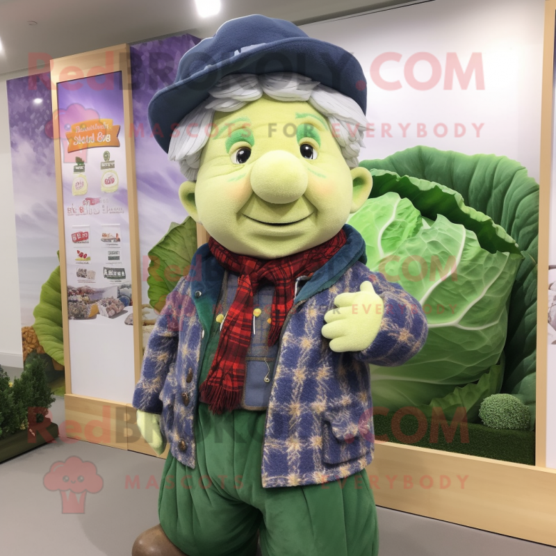 nan Cabbage mascot costume character dressed with a Flannel Shirt and Earrings