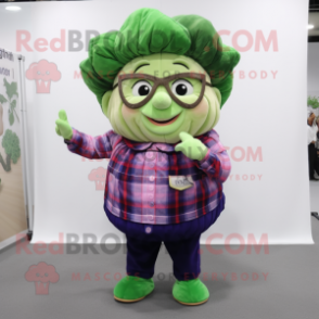 nan Cabbage mascot costume character dressed with a Flannel Shirt and Earrings