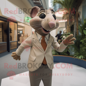 Tan Ratatouille mascot costume character dressed with a Suit and Tie pins