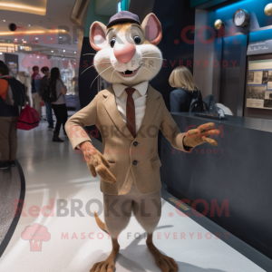 Tan Ratatouille mascot costume character dressed with a Suit and Tie pins