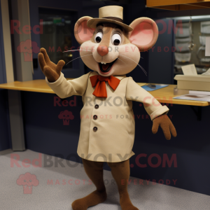 Tan Ratatouille mascot costume character dressed with a Suit and Tie pins