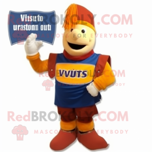 Rust Swiss Guard mascot costume character dressed with a V-Neck Tee and Wraps