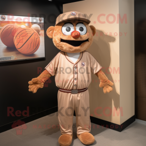 Tan Meatballs mascot costume character dressed with a Henley Shirt and Headbands