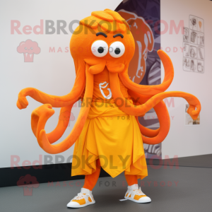Oransje Kraken maskot drakt...