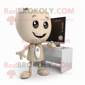 Beige Computer mascot costume character dressed with a Trousers and Lapel pins