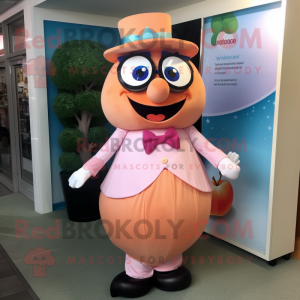 Peach Doctor mascot costume character dressed with a Maxi Dress and Bow ties