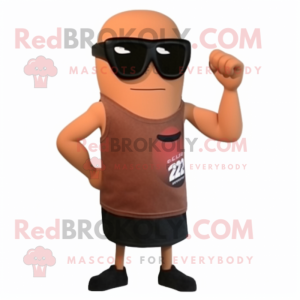 Rust Aglet mascot costume character dressed with a Tank Top and Sunglasses