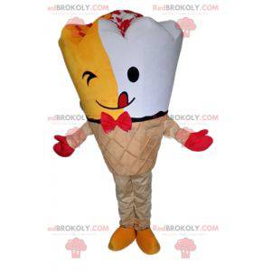 Mascot giant yellow and white ice cream cone - Redbrokoly.com