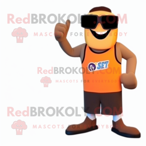 Rust Aglet mascot costume character dressed with a Tank Top and Sunglasses