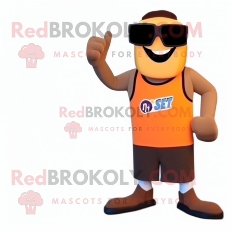 Rust Aglet mascot costume character dressed with a Tank Top and Sunglasses Rust Aglet mascot costume character dressed with a Tank Top and Sunglasses