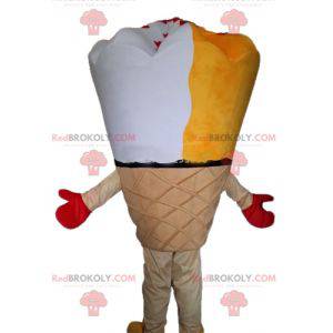 Mascot giant yellow and white ice cream cone - Redbrokoly.com