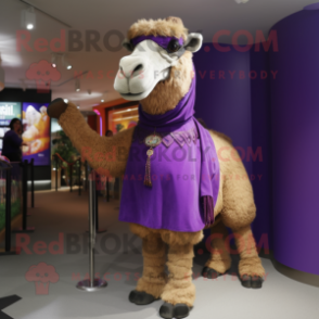 Purple Camel mascot costume character dressed with a Skirt and Shoe laces