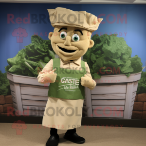 Tan Caesar Salad mascot costume character dressed with a Poplin Shirt and Pocket squares