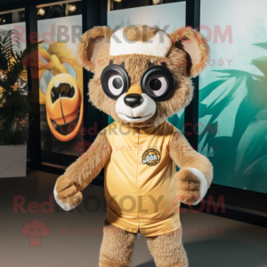 Beige Lemur maskot kostume...