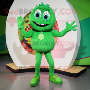 Green Pizza mascot costume character dressed with a Leggings and Bracelets