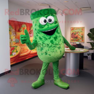 Grøn Pizza maskot kostume...