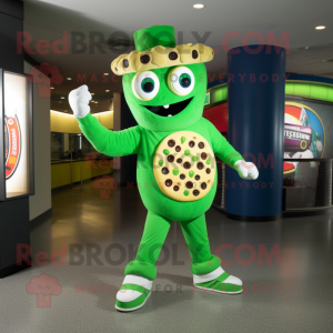 Grön Pizza maskot kostym...