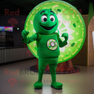 Green Pizza mascot costume character dressed with a Leggings and Bracelets