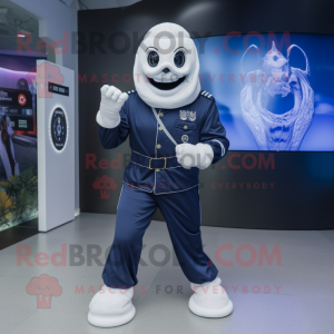 Navy Ghost mascot costume character dressed with a Joggers and Digital watches