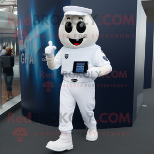 Navy Ghost mascot costume character dressed with a Joggers and Digital watches