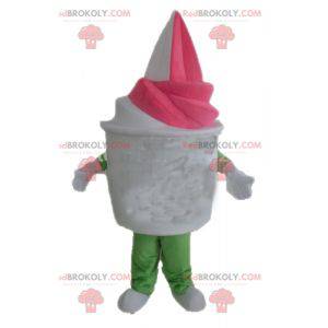 Mascote gigante do sorvete de baunilha e morango -