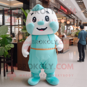 Cyan Dim Sum maskot drakt...