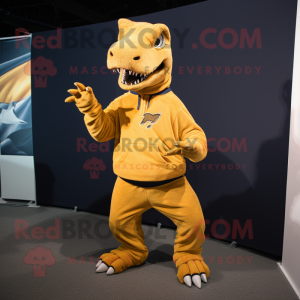 Gold T Rex maskot drakt...