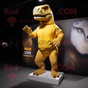 Gold T Rex maskot kostume...