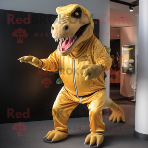 Gold T Rex maskot drakt...